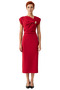 Women's Degaje Collar Accessory Detailed Midi Dress Shift Style Stylish and Modern Choice Made with Woven Fabric - 3
