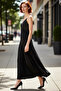 Women's A-Line Maxi Thin Strap V-Neck Stylish Evening Dress Elegant Knitted Unlined Plain Design Quality