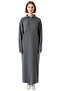 Women's Smoked Comfortable Fit Maxi Size Zippered Mock Neck Plain Pattern Long Sleeve Knitwear Dress Good Quality - 3