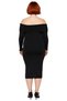 Women's Bodycon Cut Carmen Collar Plain Long Sleeve Knitwear Midi Dress Stylish and Comfortable Daytime in Winter Months - 4