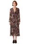 Women's Brown A-Line Maxi Chiffon Woven Dress V-Neck Long Sleeve Feminine Stylish Day Night - 3