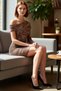 Women's Bodycon Asymmetrical Neckline One Sleeve Mini Tulle Dress with Animal Pattern Special Occasions Outfit - 2