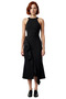 Women's Black Halter Neck Flared Midi Evening Dress Body-Hugging Fish Cut Reflects Elegance - 3