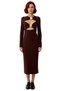 Women's Brown Bodycon Midi Dress Accessory Detail Long Sleeve Sandy Knitted Cocktail Chic - 3