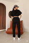 Women's Black Relaxed Fit Sweatpants with Elastic Waistband and Leg Cuffs - 8