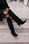 Roksana Women's Black Genuine Leather Suede Heel Boots - 5