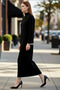 Women's Plain Pattern Mock Neck Long Low Sleeve Maxi Length Shift Fit Acrylic Knitwear Dress Casual Chic