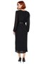 Women's Double-Breasted Collar Pleated A-Line Chiffon Maxi Dress with Lining and Belt Long Sleeves Offers Elegance - 4