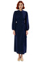 Navy Blue Women's High Neck Brit Detailed Maxi Length Aerobin Woven Plain Stylish Comfortable Dress High Quality - 3