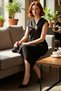 Women's Degaje Collar Accessory Detailed Midi Dress Shift Style Stylish and Modern Choice Made with Woven Fabric - 2