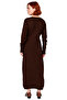 Women's Double-Breasted Collar Knitwear Midi Dress Plain Patterned Low Long Sleeve Belt Detail Winter Elegance - 4