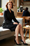 Women's Black Solid Pattern Woven Jacket Lapel Mini Length Plus Size Stylish and Modern Office Work Wear - 2