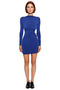 Women's Navy Blue Bodycon Molded Long Sleeve Cut Out Detailed Stylish Evening Dress Ideal for Winter Season - 3