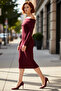 Women's Carmen Collar Long Sleeve Midi Length Plain Shift Knit Dress Spring Autumn Chic