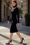 Women's Bodycon Cut Out Midi Long Sleeve Knitwear Dress Mock Neck Cut Out Detailed Stylish Corded Fabric Design