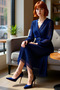 Women's Double-Breasted Collar Pleated A-Line Chiffon Maxi Dress with Lining and Belt Long Sleeves Offers Elegance - 2