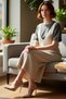 Women's Grey Jile Knitwear Dress Midi Length V-Neck Sleeveless Relaxed Fit Spring Autumn Everyday Elegance - 2