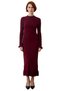 Women's Beige Ribbed Knitwear Maxi Dress Skirt Ruffled Pearl Low Sleeve Crew Neck Design Quality - 3
