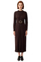 Women's Mock Neck Long Sleeve Sandy Knitted Bodycon Maxi Dress with Stylish Buckle Detail for Casual Outfits - 3