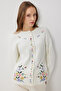 Embroidered Buttoned Knit Cardigan Li̇y0010 Ecru - 2