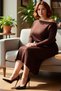 Bodycon Fit Asymmetrical Neckline Long Sleeve Plain Knitted Midi Maxi Dress for Women Winter Elegance and Comfort - 2