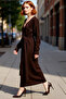 Women's Double-Breasted Collar Knitwear Midi Dress Plain Patterned Low Long Sleeve Belt Detail Winter Elegance