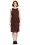 Women's Plus Size Brown A-Line Sleeveless Midi Woven Dress with Side Tie and Slit Detail - 3
