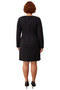Women's Plus Size a Line Black Pool Neck Long Sleeve Button Detailed Woven Mini Dress Office Style - 4