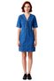 Women's a Line Denim Mini Dress Eyelet Lace-Up Detail Short Sleeve 100% Cotton Casual Chic Quality - 3