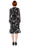 Women's Shawl Patterned Lined Flounced Chiffon Midi Dress Mock Neck Long Balloon Sleeves A-Line Quality - 4