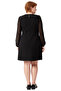 Women's Black Plain Patterned a Line Tweed Woven Chiffon Balloon Sleeve Mock Neck Mini Dress Spring Autumn - 4