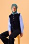 Thin Cotton Soft Scarf Patina Green-Butter Yellow Patterned Non-Slip Textured Tok Duruşlu 90X90