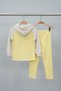 Girl's Cream and Yellow Butterfly Printed Hooded Leggings Set - 2