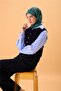 Thin Cotton Soft Scarf Patina Green-Butter Yellow Patterned Non-Slip Textured Tok Duruşlu 90X90 - 5