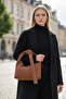 Nubuck Hand and Shoulder Bag with Knot Strap Detail