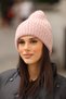 Women's Powder Pink Soft Textured Ribbed Knitwear Winter Beanie
