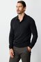 Black Standard Fit Slim Fit Polo Neck Plain Long Sleeve Knitwear - 2