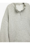 Long Sleeve Semi-Zip Oversized Sweatshirt with Pockets - 5