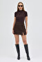 Women's Brown Slit Cashmere Skirt - 5