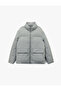 Long Sleeve Hooded Pocket Detailed Zippered Slim Fit Mock Neck Winter Puffer Coat - 3