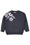 Flower Embroidered Sweater for Ages 2-5 - Gray 3-4 Years