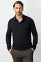 Black Standard Fit Slim Fit Polo Neck Plain Long Sleeve Knitwear - 3