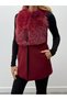 Women's Fur Detailed Cashmere Burgundy Vest - 2