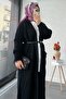 Baklava Pattern Long Knitwear Women's Cardigan – Navy Blue