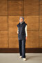 Women's Double Pocket Hooded Vest Set Set Navy Blue - 4