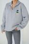 Teddy Bear Embroidery Detail Half Zipper Sweatshirt - 4