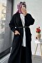 Baklava Pattern Long Knitwear Women's Cardigan – Navy Blue - 4
