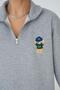 Teddy Bear Embroidery Detail Half Zipper Sweatshirt - 5