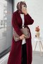 Baklava Pattern Long Knitwear Women's Cardigan – Burgundy - 3