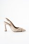 Vardy Women's Buckle Detailed Heeled Shoes Beige Patent Leather